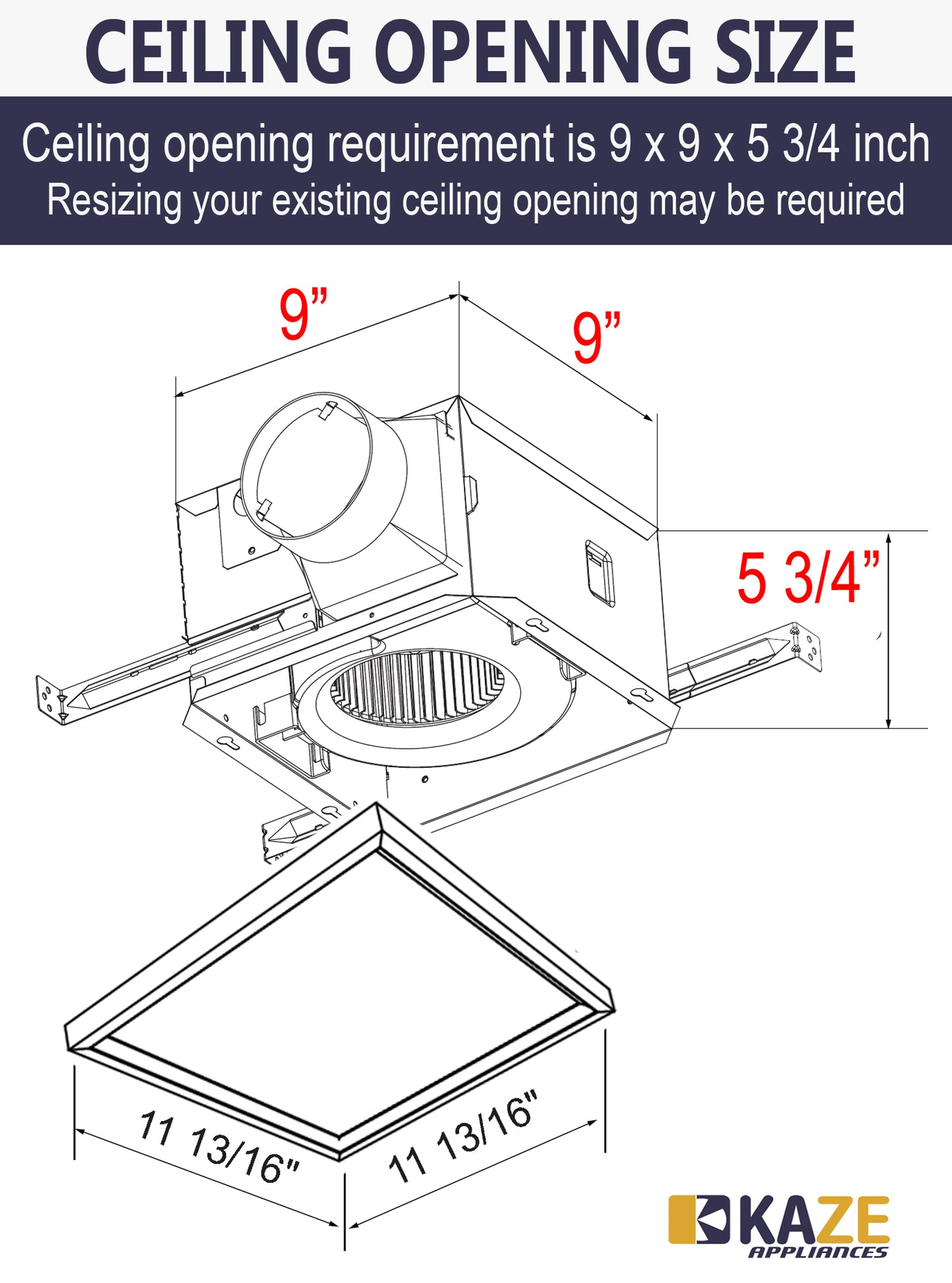 SNP100L9 - 100 CFM | 0.8 Sone | Edge Lit LED Light | No Attic Access Retrofit Install