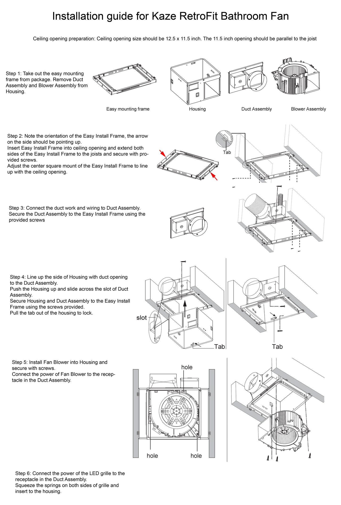 SEP120L11H-EZ | 120 CFM, 0.3 Sone | Humidity Sensing | Dimmable 4000K Edge Lit LED Light | EZ Install No Attic Access Required