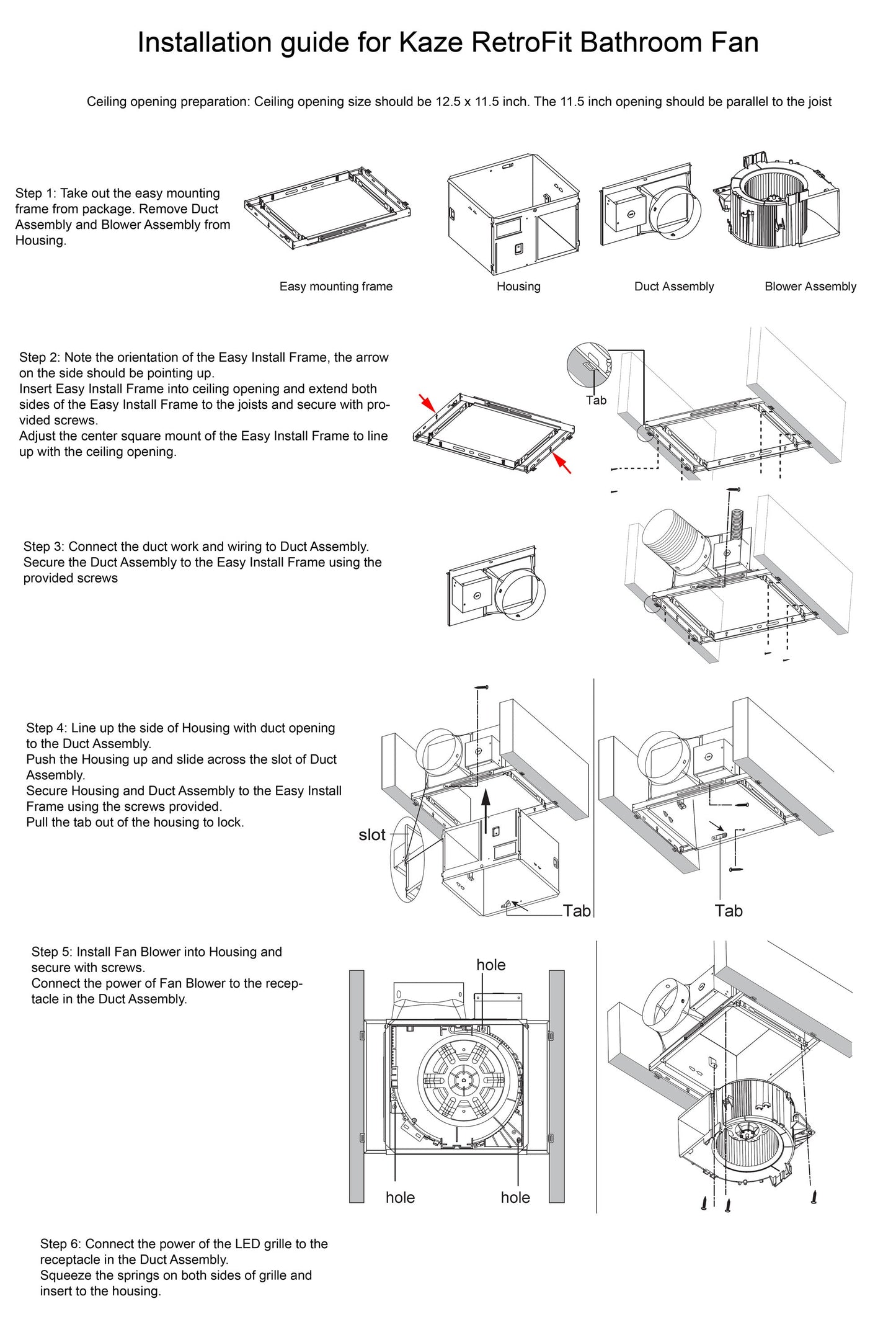 SEP120HEZ | 120 CFM, 0.3 Sone | Humidity Sensing | EZ Install No Attic Access Retrofit Install