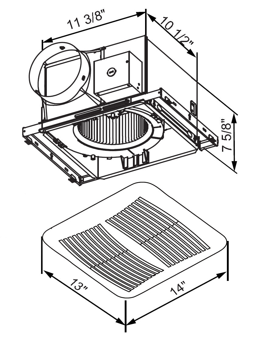 SEP120EZ | 120 CFM, 0.3 Sone | EZ Install No Attic Access Retrofit Install