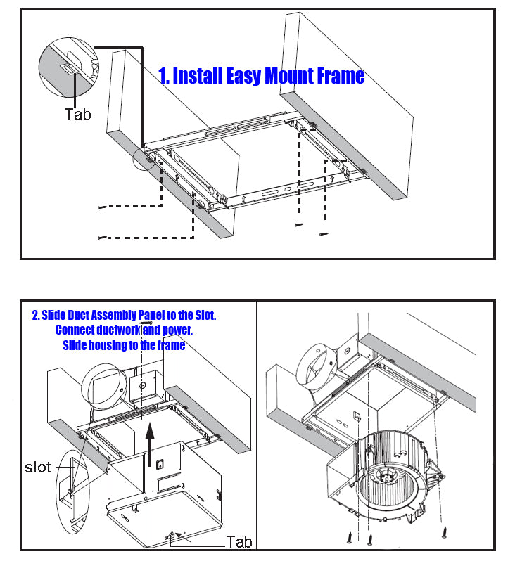 SEP120L2EZ - 120 CFM, 0.3 Sone, LED Light, EZ Install No Attic Access Retrofit Install