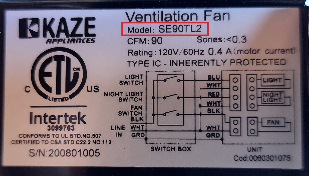 Replacement Fan Motor with Blower Assembly (For Model SEP)