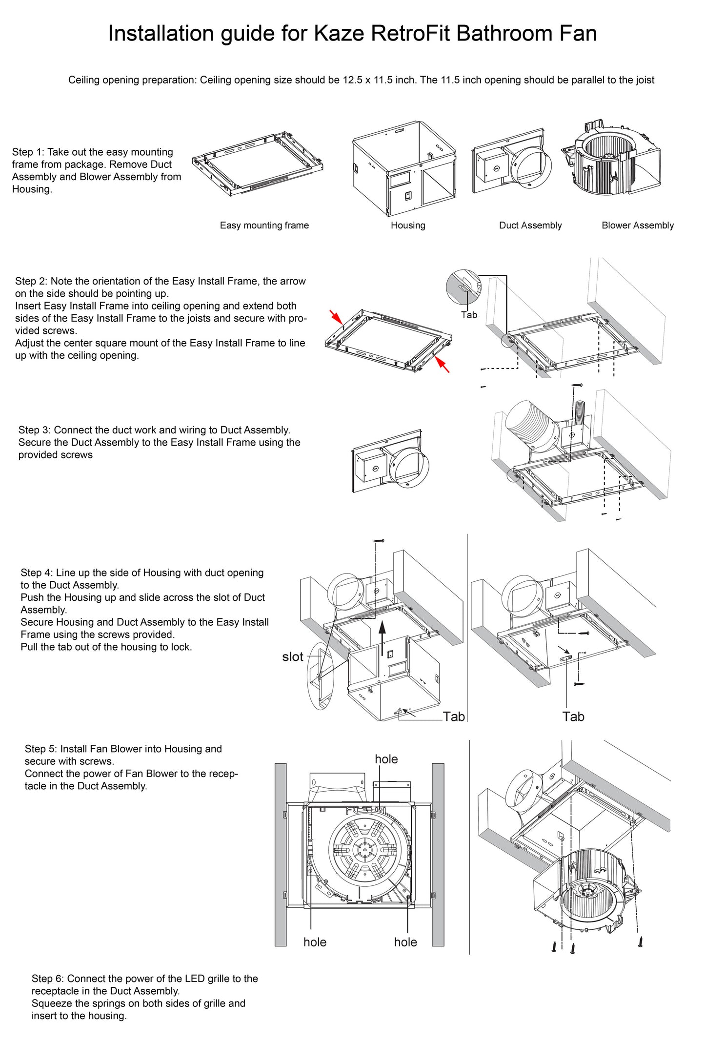 SEP120L2EZ - 120 CFM, 0.3 Sone, LED Light, EZ Install No Attic Access Retrofit Install