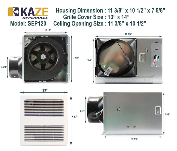 SEP120H - 120 CFM, 0.3 Sone, Humidity Sensing